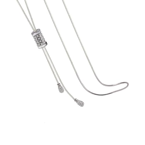 DLUKENY Stilvolle Kristall-Quasten-Anhänger, Halskette, zarte Kristall-Inlay-Quasten-Anhänger, Halskette für Herbst und Winter, Metall von DLUKENY