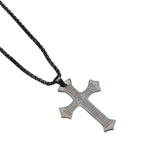 DLUKENY Stilvolle religiöse Kreuz-Halskette mit spanischer Schrift aus Legierungsmaterialien für einzigartige Mode-Statements, Metall DLUKENY Stilvolle religiöse Kreuz-Halskette mit spanischer Schrift aus Legierungsmaterialien für einzigartige Mode-Statements, Metall von DLUKENY