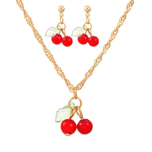 DLUKENY Trendige Charm-Halskette mit Ohrsteckern für Frauen, einzigartiger Halsschmuck, Ohrschmuck für den Alltag und Veranstaltung, Kunststoff / Harz von DLUKENY