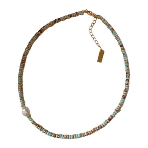 DLUKENY Verstellbare Halskette mit künstlichen Kristallperlen, bunt, Schlüsselbeinkette, stilvolles Schmuck-Accessoire für Mode-Liebhaber von DLUKENY