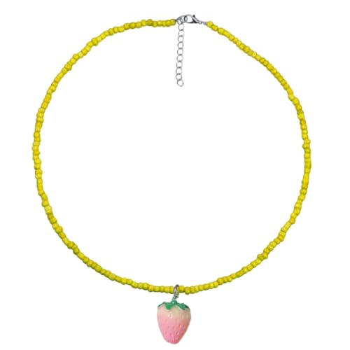 DLUKENY Verstellbare Harzperlen-Halskette mit Obst-Anhänger, bunte Schlüsselbeinkette, stilvoller Schmuck für Modeliebhaber, Harz von DLUKENY