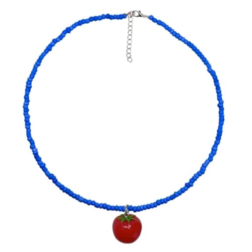 DLUKENY Verstellbare Harzperlen-Halskette mit Obst-Anhänger, bunte Schlüsselbeinkette, stilvoller Schmuck für Modeliebhaber, Harz von DLUKENY