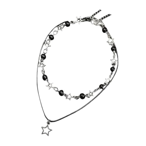 DLUKENY Vielseitige hohle Stern-Halskette mit verstellbarer Kette, doppellagiges Halsketten-Accessoire für stilvolle Frauen und Mädchen von DLUKENY