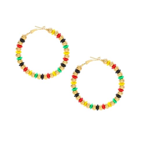 Leichte und bequeme Ohrringe, trendige, mehrfarbige Perlen-Creolen für Strandurlaub und tägliche Outfits von DLUKENY