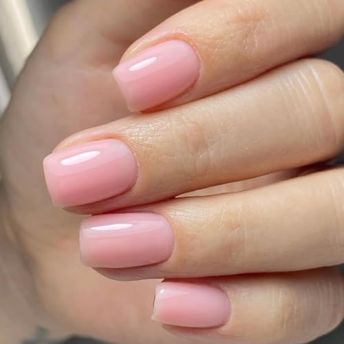 Quadratische Nägel zum Aufdrücken, glänzendes Design, französische künstliche Acryl-Klebstoffe für Damen, Design für künstliche Nägel von DLUKENY