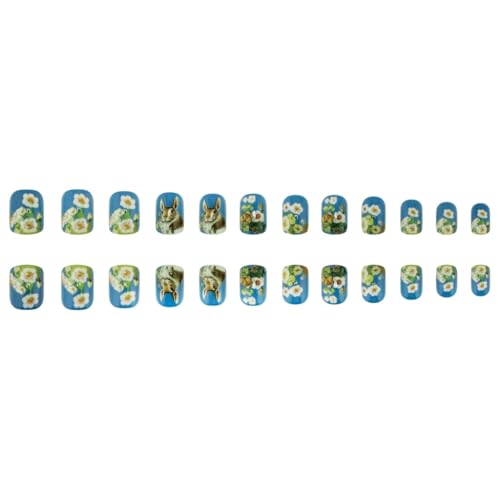 Quadratische Oster-Designs zum Aufdrücken auf künstlichem Acryl, 24 Stück, zum Aufkleben für Frauen von DLUKENY