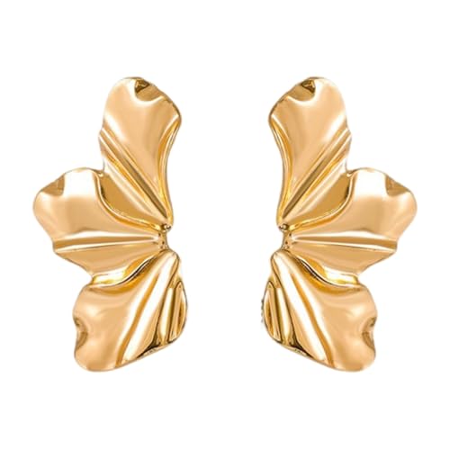 Stilvolle Damen-Ohrringe mit unverwechselbarer Blütenblatt-Form, aus bequemer Legierung, ideal für den täglichen Gebrauch, Metall von DLUKENY