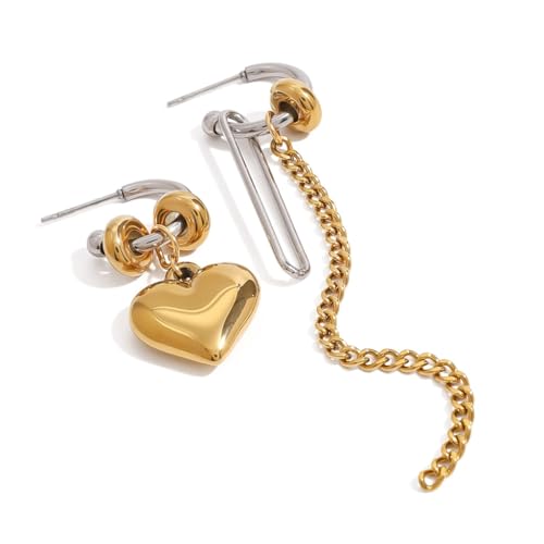 Stilvolle Herz-Tropfen-Ohrringe mit Quasten Edelstahl-Ohrstecker asymmetrische Ohr-Accessoires für den Alltag Stilvolle Herz-Tropfen-Ohrringe mit Quasten Edelstahl-Ohrstecker asymmetrische Ohr-Accessoires für den Alltag von DLUKENY