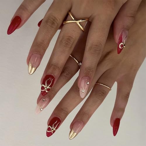 Valentinstag Mandel Falsch Französisch mit 3D Schleifen Designs Modische Accessoires für Frauen von DLUKENY