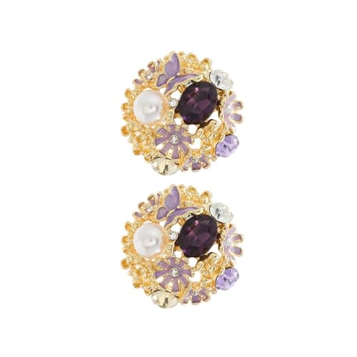 Zarte Blumen-Ohrringe aus Legierung mit funkelnden Strasssteinen, ideal für Partys, Verabredungen und Feiern, Metall von DLUKENY