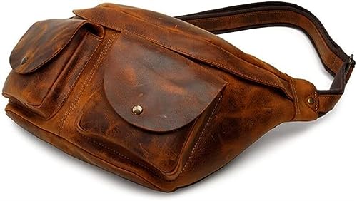 Retro Herren Sport Große Hüfttasche Outdoor Messenger Bag Brusttasche Herren Motorradtasche (Color : A, Size : 46 * 29 * 14cm) von DLUXCA