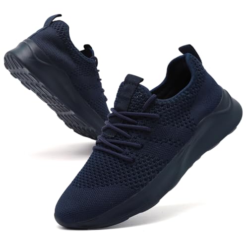 DLWKIPV Herren Laufschuhe Turnschuhe Sportschuhe Sneaker Slip On Schuhe Tennis Schuhe Straßenlaufschuhe Walking Running Freizeitschuhe Fitnessschuhe Dunkelblau EU 44 von DLWKIPV