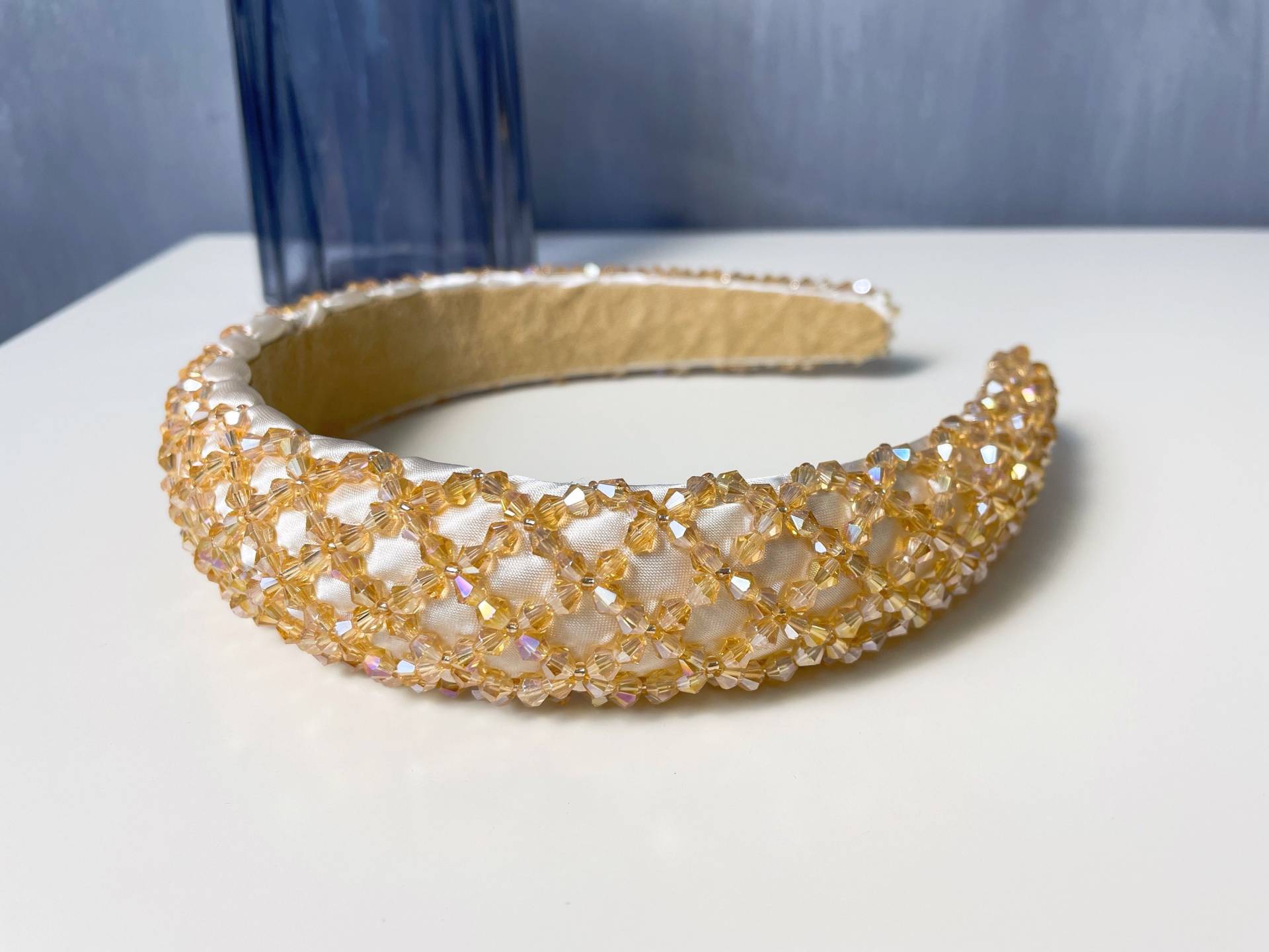 Champagner Kristall Perlen Stirnbänder Damen Strass Schwamm Gepolstert Haarreifen Geschenk von DLYLABC