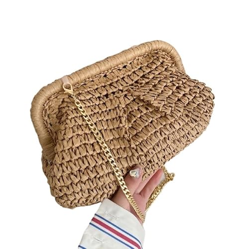Clutch Stroh,Stroh Clutch Damen Sommer Designer Schulter Crossbody Tasche Stroh Weben Clutch Geldbörse Frauen Knödel Strand Fashon Cloud Beutel(A) von DLZFUDTY