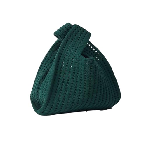 DLZFUDTY Clutch Stroh,Stroh Clutch Damen Handgemachte Strickhandtasche Damen Mini-Umhängetasche Lässige Farbe Breite Streifen Karierte Einkaufstasche Student Handypaket(Green 1,S) von DLZFUDTY