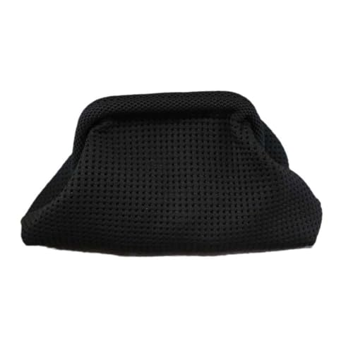 DLZFUDTY Clutch Stroh,Stroh Clutch Damen Polyester Sommer Strand Clutch Tasche Elastisch Weich Aushöhlen Beutel Atmungsaktiv Große Kapazität Kleine Häkeln Handtasche Party(Black) von DLZFUDTY