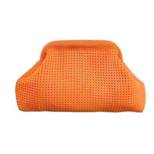 DLZFUDTY Clutch Stroh,Stroh Clutch Damen Polyester Sommer Strand Clutch Tasche Elastisch Weich Aushöhlen Beutel Atmungsaktiv Große Kapazität Kleine Häkeln Handtasche Party(Orange) von DLZFUDTY