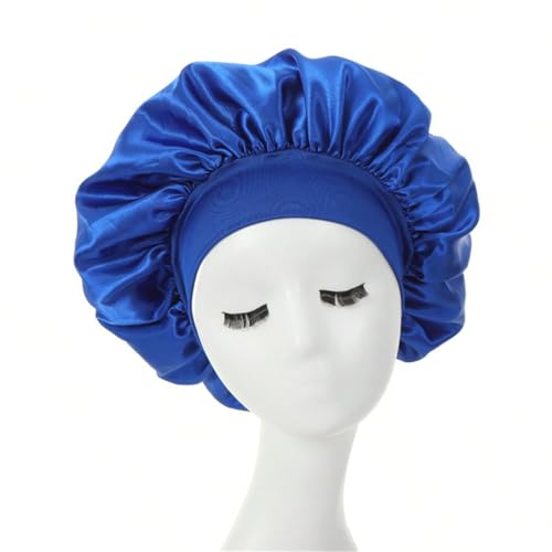 Seidenhaube Zum Schlafen,Badehaube Damen 1 Stück Seidiger Satin For Lockiges Haar – Nachtschlafmütze Mädchen Und Frauen Weiches Bequemes(Blue) von DLZFUDTY
