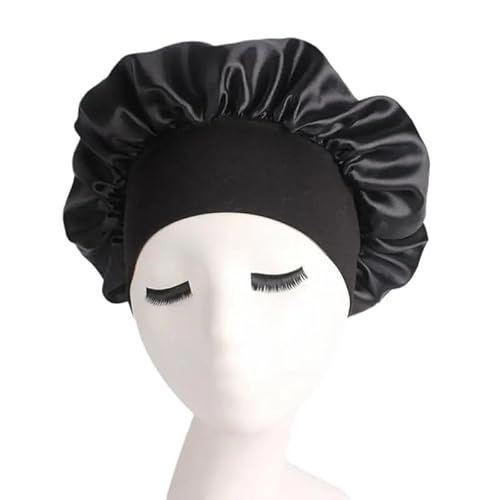 Seidenhaube Zum Schlafen,Badehaube Damen 1pc Mode Frauen Satin Nacht Schlaf Kappe Haar Hut Seide Kopf Abdeckung Breite Elastische(A) von DLZFUDTY