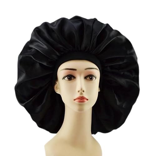 Seidenhaube Zum Schlafen,Badehaube Damen 1pc Mode Frauen Satin Nacht Schlaf Kappe Haar Hut Seide Kopf Abdeckung Breite Elastische(Clear) von DLZFUDTY