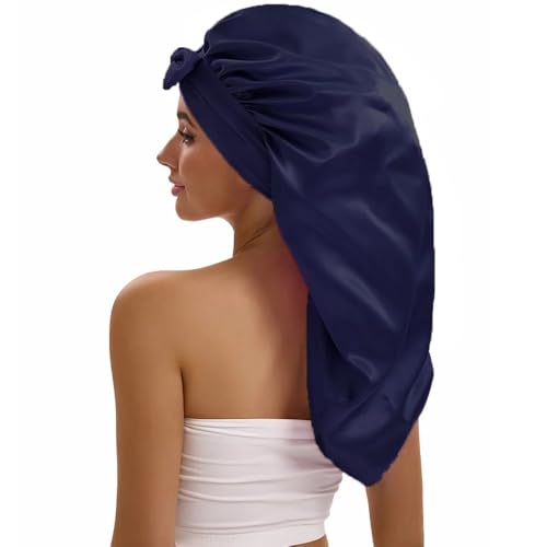 Seidenhaube Zum Schlafen,Badehaube Damen Satin-Haarhaube Mit Langem Schwanz For Damen, Farbige Haarpflegemütze Elastischem Band, Haube Zur Haarbehandlung, Satinhaube(P) von DLZFUDTY