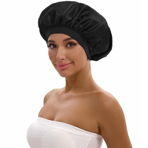 Seidenhaube Zum Schlafen,Badehaube Damen Satinhaube Mit Breiter Krempe, Perfekt For Den Täglichen Gebrauch Beim Duschen(L) von DLZFUDTY