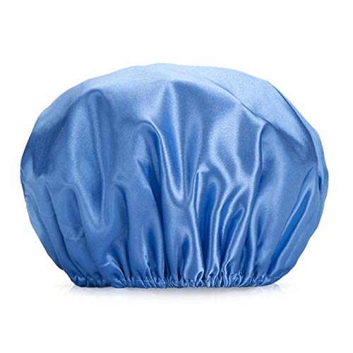 Seidenhaube Zum Schlafen,Badehaube Damen Wasserdichter Badehut Badezimmer Dusche Haarabdeckung Frauen Liefert Duschhaube Erwachsene Bad Badekappen Duschhauben(Blue) von DLZFUDTY