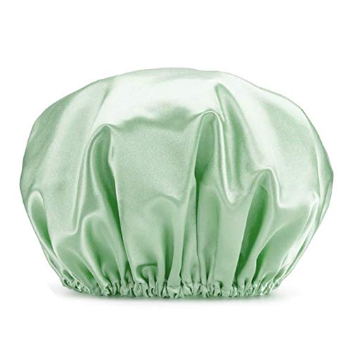 Seidenhaube Zum Schlafen,Badehaube Damen Wasserdichter Badehut Badezimmer Dusche Haarabdeckung Frauen Liefert Duschhaube Erwachsene Bad Badekappen Duschhauben(Green) von DLZFUDTY