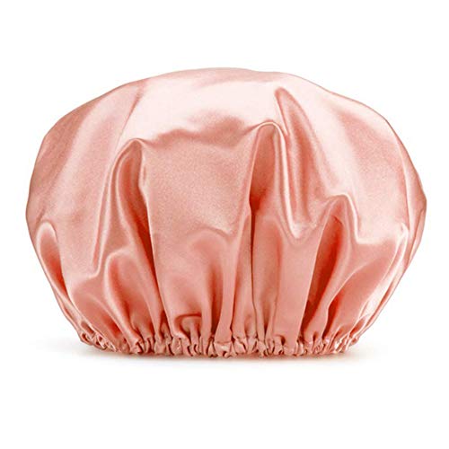 Seidenhaube Zum Schlafen,Badehaube Damen Wasserdichter Badehut Badezimmer Dusche Haarabdeckung Frauen Liefert Duschhaube Erwachsene Bad Badekappen Duschhauben(Pink) von DLZFUDTY