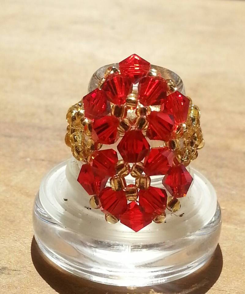 Kristall Perlen Ring Von Dlacejewelrydesigns Kristall Perlen Ring Von Dlacejewelrydesigns von DLaceJewelryDesigns