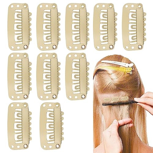 Metall-Haarspangen mit Druckknöpfen für Frauen, U-förmige Druckknopf-Clips,10 Stück robuste Haarverlängerungsclips aus Edelstahl - Haarspangen für Extensions zum Aufstecken, Perückenclips mit von DMAIS