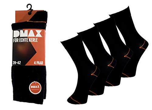 DMAX Classic Businesssocken für echte Kerle - 4|8|12|24 Paar - wahlweise in Schwarz, Hellgrau, Dunkelgrau,Blau und drei Größen 39-42/43-46/47-50 (47-50, 8 Paar Schwarz) von DMAX