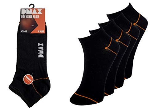 DMAX Sneakersocken für echte Kerle - 4|8|12|24 Paar - wahlweise in Schwarz, Hellgrau, Dunkelgrau,Blau, Braun und Weiß und drei Größen 39-42/43-46/47-50 (39-42, 12 Paar Schwarz) von DMAX