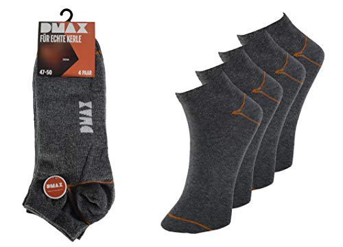 DMAX Sneakersocken für echte Kerle - 4|8|12|24 Paar - wahlweise in Schwarz, Hellgrau, Dunkelgrau,Blau, Braun und Weiß und drei Größen 39-42/43-46/47-50 (39-42, 8 Paar Dunkelgrau) von DMAX