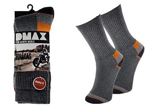 DMAX "Vollgas Herren Socken für echte Kerle, VollgasProfis und Biker - 4|6|12 Paar - wahlweise in Schwarz, Anthrazit, Weiß und drei Größen 39-42/43-46/47-50 (47-50, 12 Paar Anthrazit) von DMAX