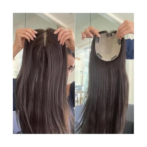 Haartopper, Haar-Topper, Haarteile for Frauen, gerades Topper mit 5 Clips(16 inches,12X13cm) von DMBBSAPBSH