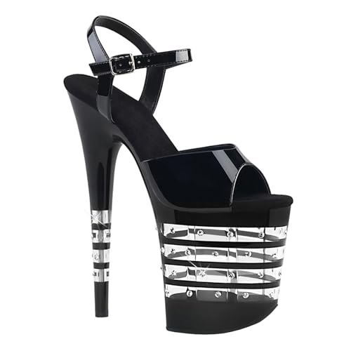 DMBDY High Heels Damen Transparente Plateau Sandalen mit Strasssteinen und Offener Spitze Stiletto Pumps Pole Dance Schuhe 20cm,Black,35 DMBDY High Heels Damen Transparente Plateau Sandalen mit Strasssteinen und Offener Spitze Stiletto Pumps Pole Dance Schuhe 20cm,Black,35 von DMBDY