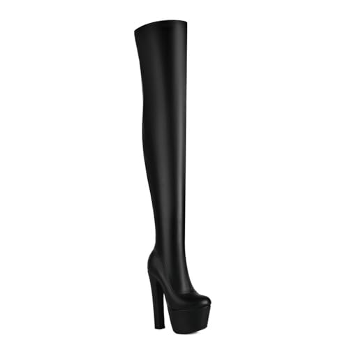 DMBDY High Heels Overknee Stiefel für Damen Plateau Blockabsatz Stretch Pumps Nachtclub Abendschuhe 17cm,Black,46 DMBDY High Heels Overknee Stiefel für Damen Plateau Blockabsatz Stretch Pumps Nachtclub Abendschuhe 17cm,Black,46 von DMBDY