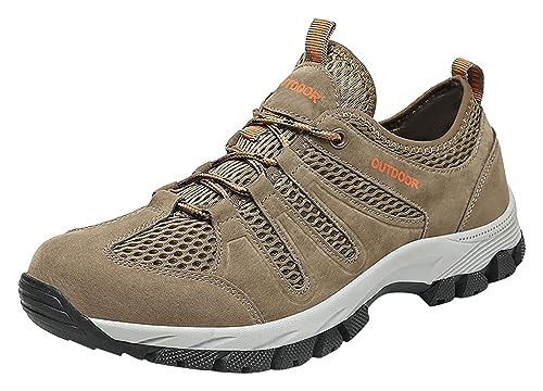 DMGYCK Waterproof Hiking Boots For Men Outdoor Lightweight Trekking Trails Shoes Backpacking Mountaineering Boots (Color : Brown, Size : EU 43) von DMGYCK