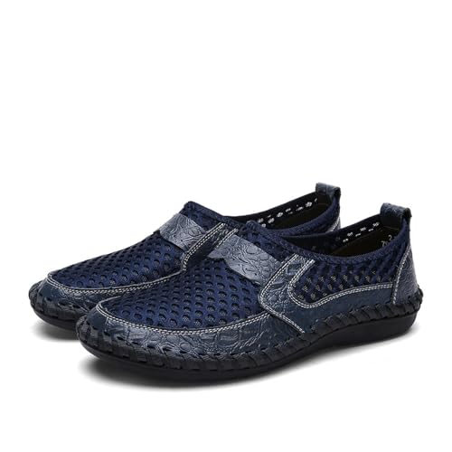 Men's Breathable Casual Mesh Loafers Slip On Walking Shoes Drving Moccasin Loafers for Men (Color : Blue, Size : EU 43) von DMGYCK