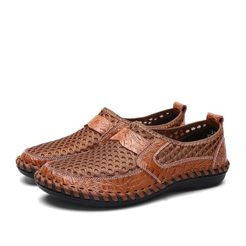 Men's Breathable Casual Mesh Loafers Slip On Walking Shoes Drving Moccasin Loafers for Men (Color : Brown, Size : EU 40) von DMGYCK