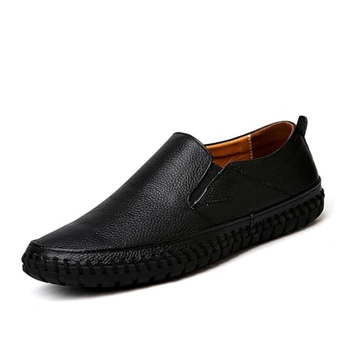 Men's Casual Leather Loafers Slip-On Dress Shoes Driving Walking Shoes Brown Loafers Men(Color:Black,Size:EU 39) von DMGYCK