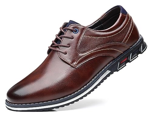 Men’s Dress Shoes Casual Business Oxford Derby Orthopedic Leather Shoes Comfortable Walking Shoes Office Loafers Work Flats Men's Shoes (Color : Brown, Size : EU 46) von DMGYCK
