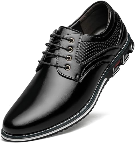 Men's Dress Shoes Comfort Soft Men Oxford Superior Flexural Leather Fashion Dress Sneakers Business Casual Derby Shoe (Color : Black, Size : EU 40) von DMGYCK