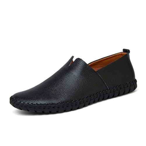 Men's Slip-on Loafers Fashion Breathable Flat Loafers Comfortable Anti-Slip Soft Sole Walking Driving Shoes(Color:Black,Size:EU 39) von DMGYCK