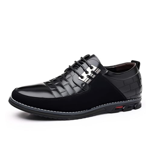 Mens Dress Shoes Comfort Business Casual Oxford Shoes Fashion Dress Sneakers Office Working Walking Leather Shoes (Color : Black, Size : EU 41) von DMGYCK