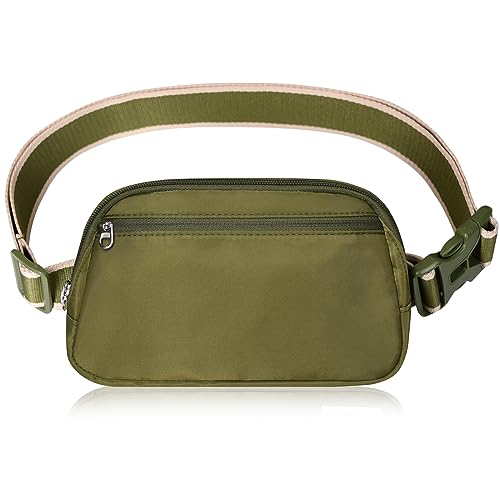 DMLuna Kleine Umhängetasche für Damen, trendig, leicht, Bauchtasche für Damen und Herren, Mini-Gürteltasche, Hüfttasche mit verstellbarem Riemen für Laufen, Workout, Reisen, Olivgrün, Small, von DMLuna