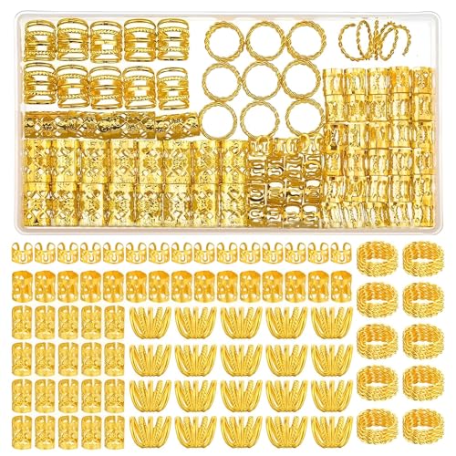 110 Stück Einstellbar Haarschmuck Piraten Haarschmuck Gold Dreadlocks Schmuck Haarperlen Haar Accessoire Verstellbarer Schmuck Zum Verzieren Von Zöpfen Goldfarben Riemen Organizer von DMNQ