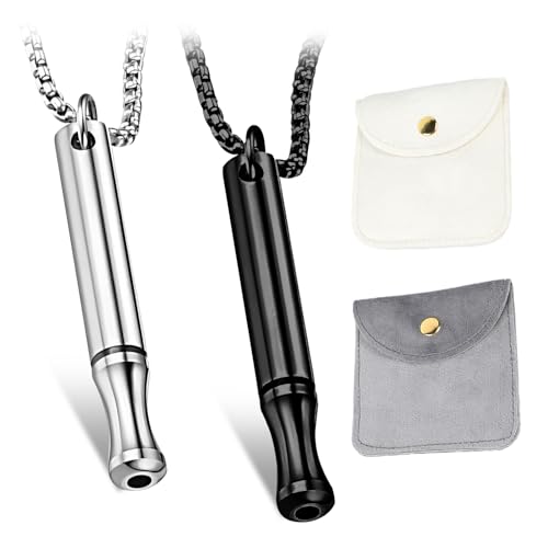 2 Pcs Atemkette Rauchentwöhnung,Rauchentwöhnung Kette,Rauchentwöhnung Atmungskette,Rauchfrei Hilfsmittel,für Angst, Stress,Panikattacke Relief Meditation(Silber+Schwarz)Mit 2 Aufbewahrungstasche von DMNQ