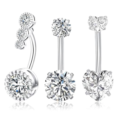 3 Stück Bauchnabelpiercing,Bauchnabelpiercing Chirurgenstahl,Piercing Bauchnabel,Schmuck für Damen und Mädchen,Passend für Viele Anlässe,Muttertag,Geburtstagsgeschenke von DMNQ